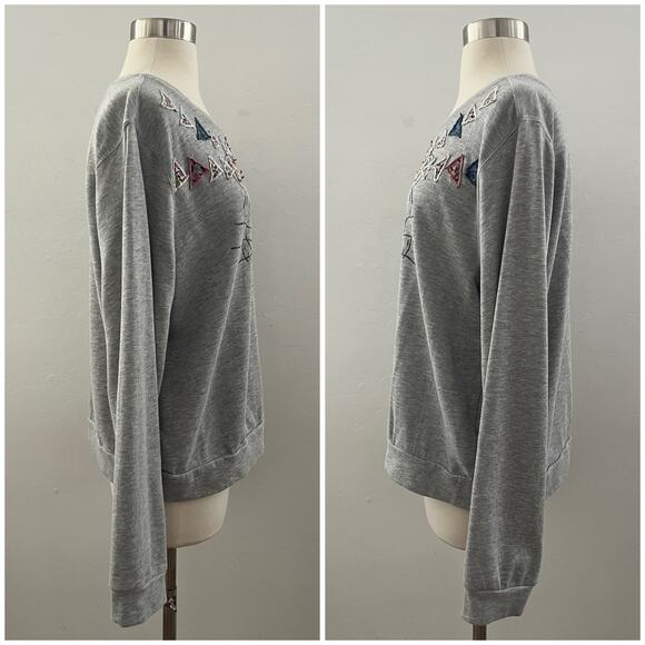 Anthropologie x Luna Mercantile Co Tiger Graphic Sweatshirt Patchwork Gray Small - Picture 6 of 9